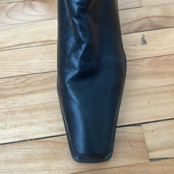 Stuart Weitzman soft leather heeled ankle boots square toe black size 11 - Picture 2 of 11